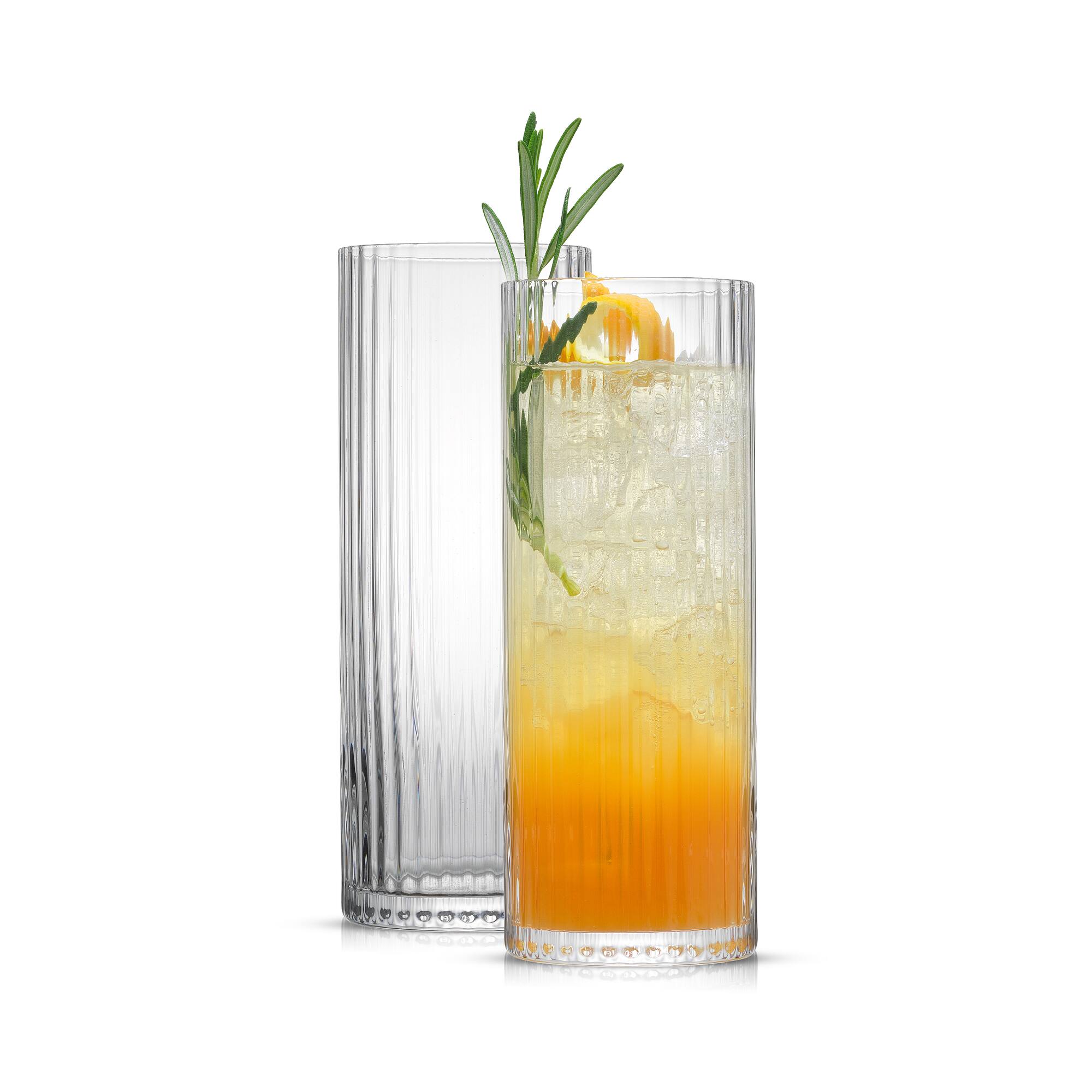 JoyJolt® 16oz. Elle Fluted Highball Juice Tumblers Glasses, 2ct.